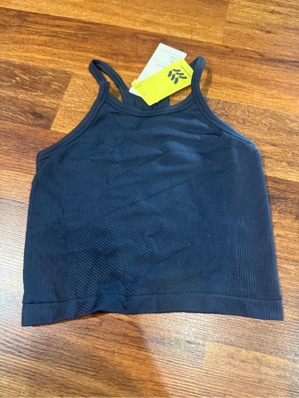 Girls Navy Cropped Moisture Wicking Ribbed Tank Top (Possibly Women's xxs-s)